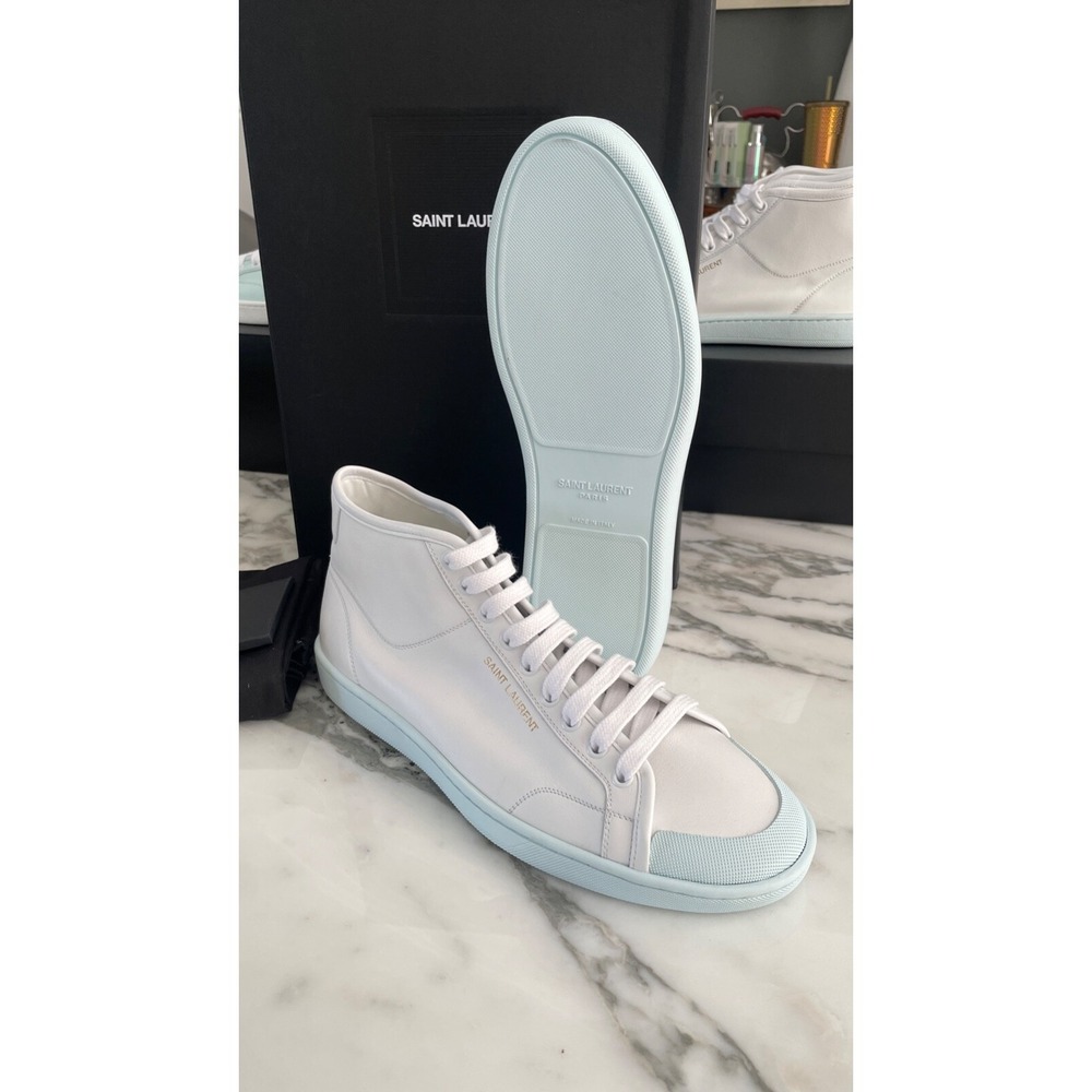 SAINT LAURENT 652773 9092  Men's White Leather High Top Shoes size 40 - Picture 8 of 8